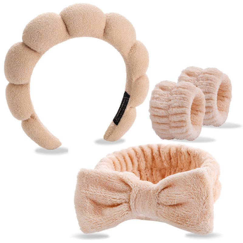 Four-piece set of face washing headbands and hair hoops