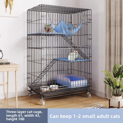 Four Story Indoor Cat Cage with Reinforced Frame