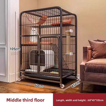 Four Story Indoor Cat Cage with Reinforced Frame