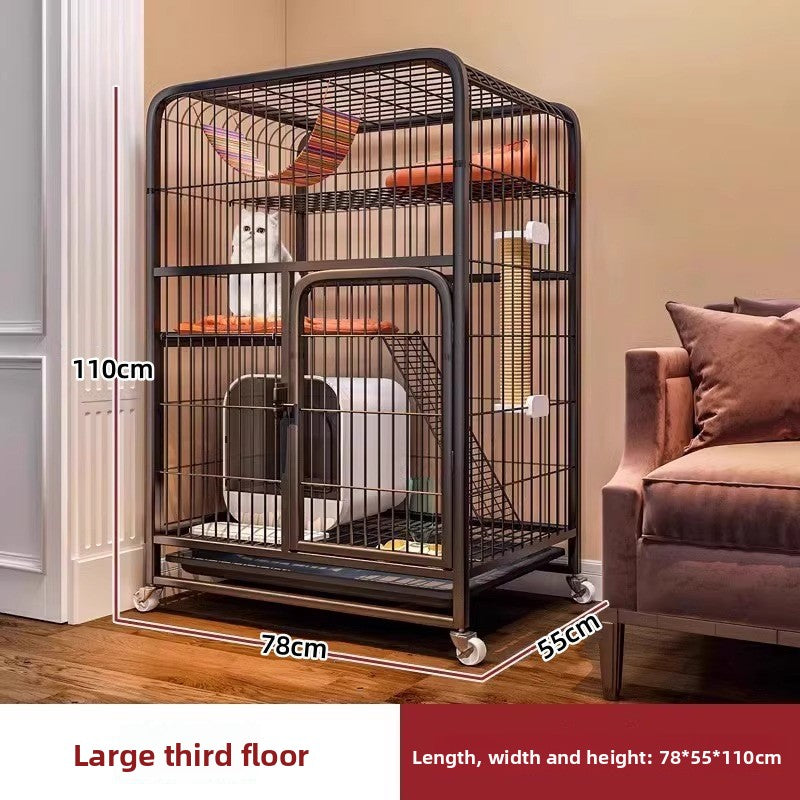 Four Story Indoor Cat Cage with Reinforced Frame