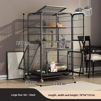Four Story Indoor Cat Cage with Reinforced Frame