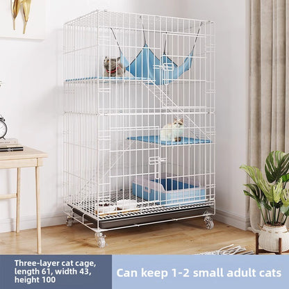 Four Story Indoor Cat Cage with Reinforced Frame