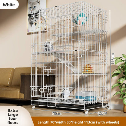 Four Story Indoor Cat Cage with Reinforced Frame
