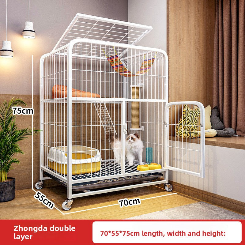 Four Story Indoor Cat Cage with Reinforced Frame