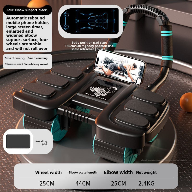 Four Wheel Abdominal Exercise Wheel with Elbow Support