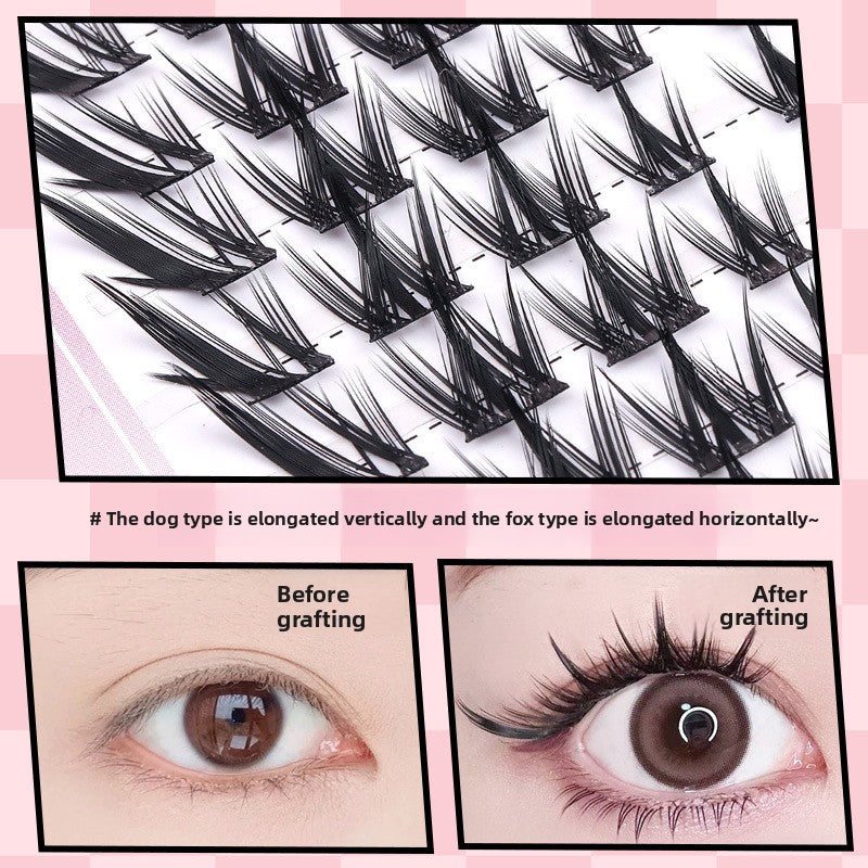 Fox false eyelashes, single cluster false eyelashes