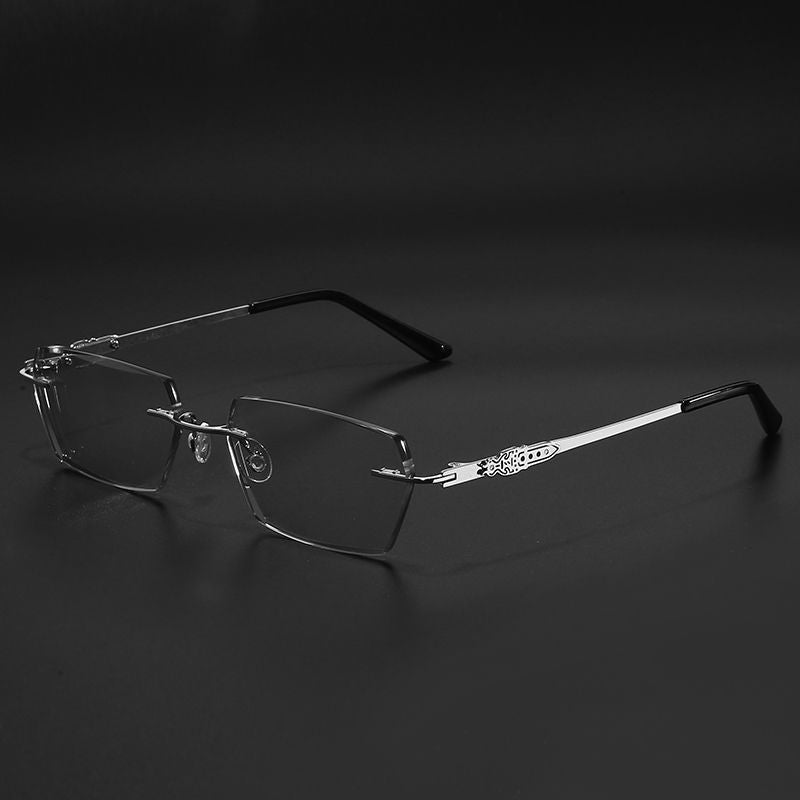 Frameless Anti-Blue Light Reading Glasses with Diamond-Cut Edge