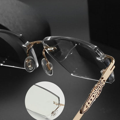 Frameless Anti-Blue Light Reading Glasses with Diamond-Cut Edge