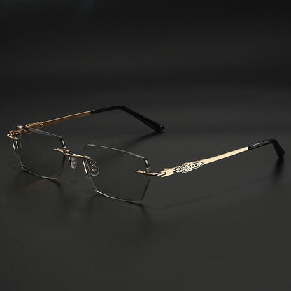 Frameless Anti-Blue Light Reading Glasses with Diamond-Cut Edge