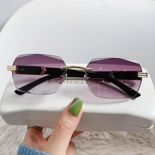 Frameless beveled sunglasses