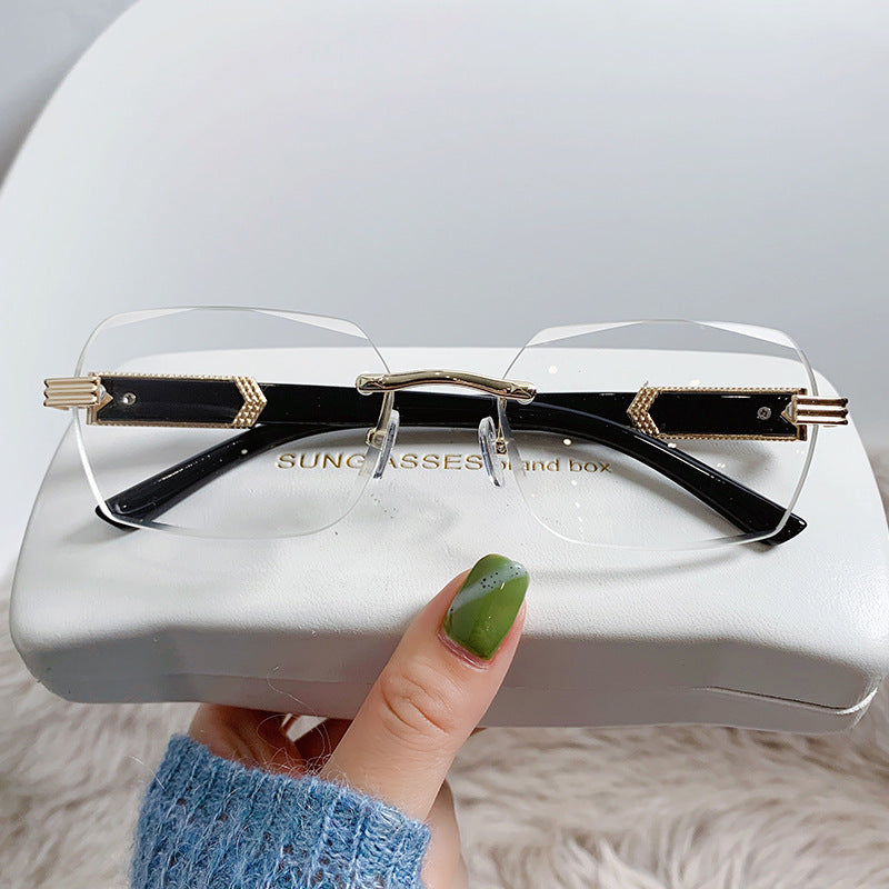 Frameless beveled sunglasses