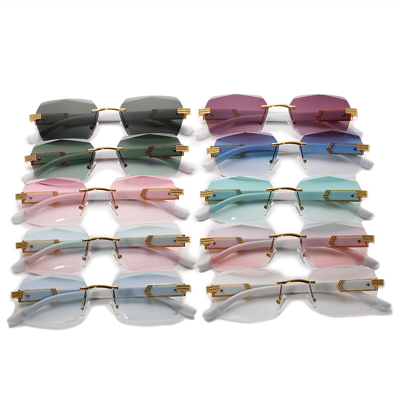 Frameless beveled sunglasses