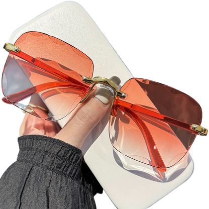 Frameless beveled sunglasses