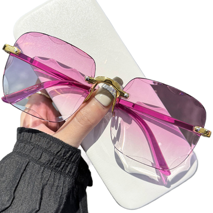 Frameless beveled sunglasses