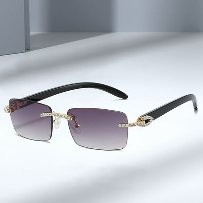 Frameless cut-out diamond-set sunglasses
