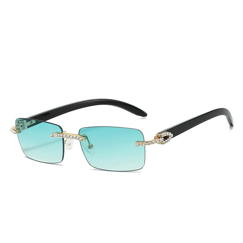 Frameless cut-out diamond-set sunglasses