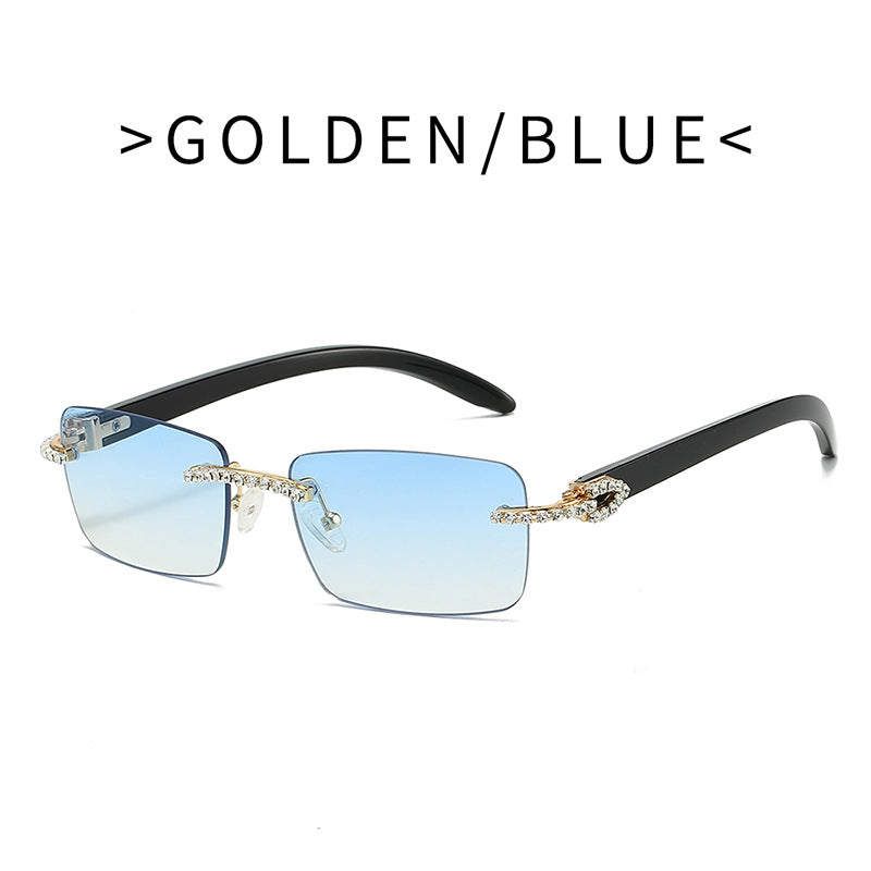 Frameless cut-out diamond-set sunglasses