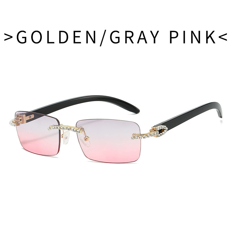 Frameless cut-out diamond-set sunglasses