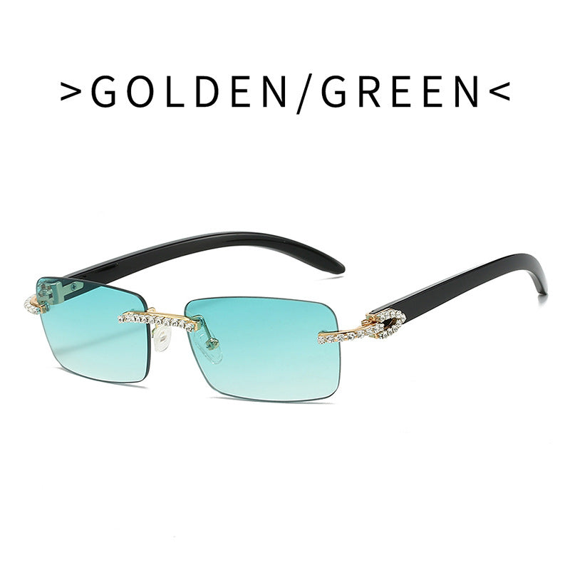 Frameless cut-out diamond-set sunglasses