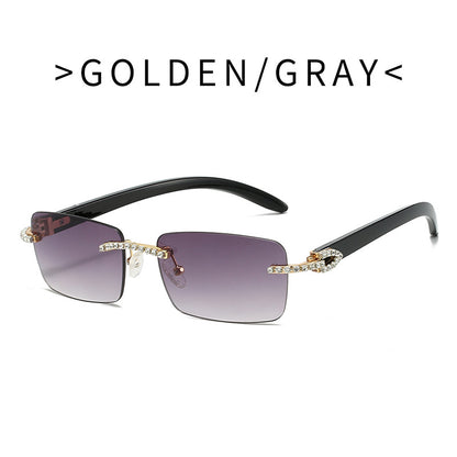 Frameless cut-out diamond-set sunglasses