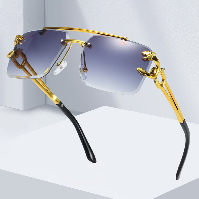 Frameless Leopard Head Double-Rail Sunglasses