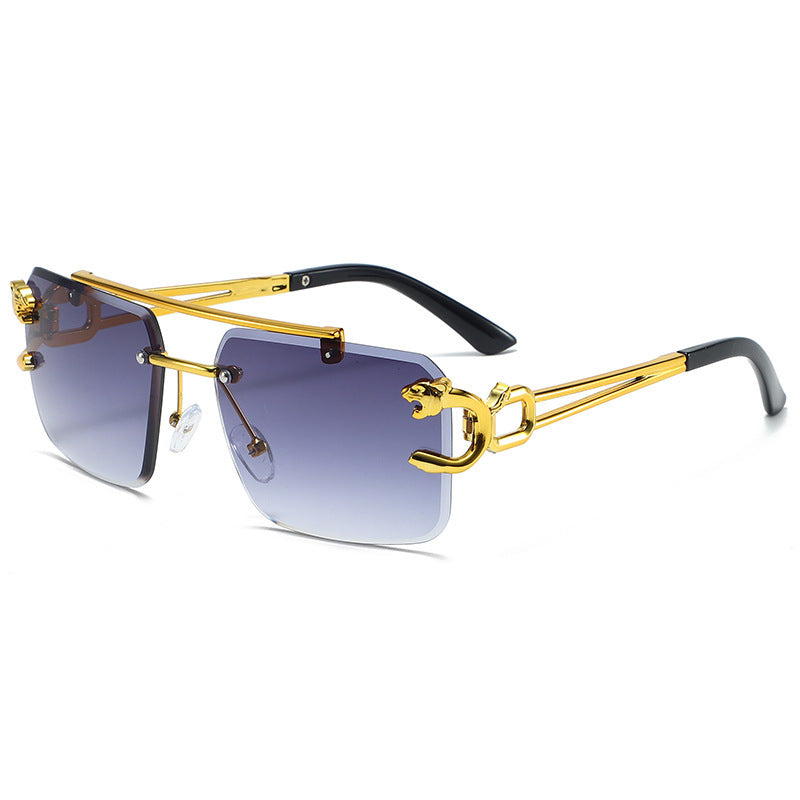 Frameless Leopard Head Double-Rail Sunglasses