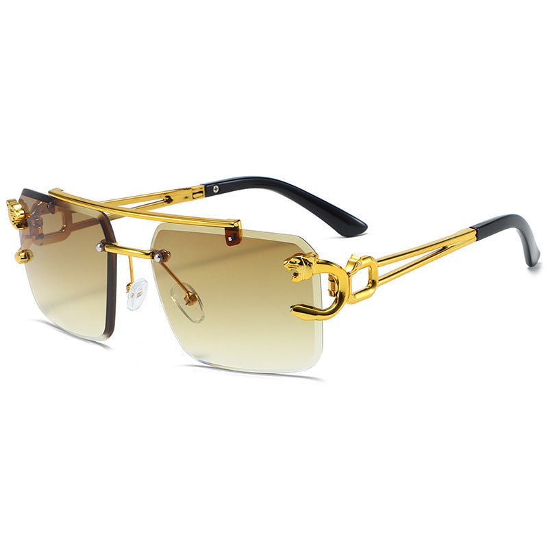 Frameless Leopard Head Double-Rail Sunglasses