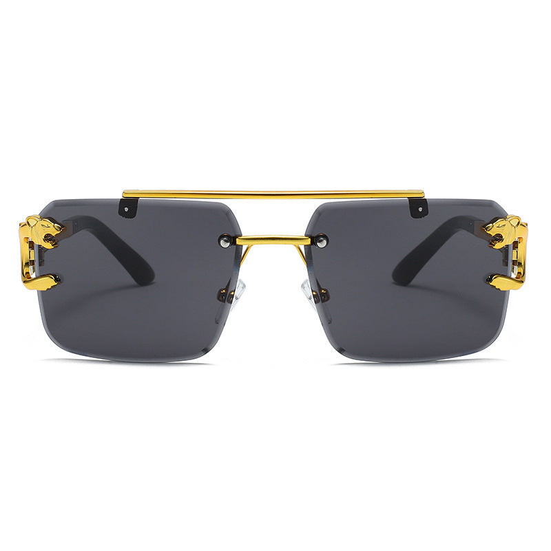 Frameless Leopard Head Double-Rail Sunglasses
