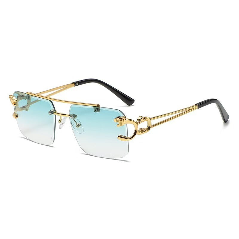 Frameless Leopard Head Double-Rail Sunglasses