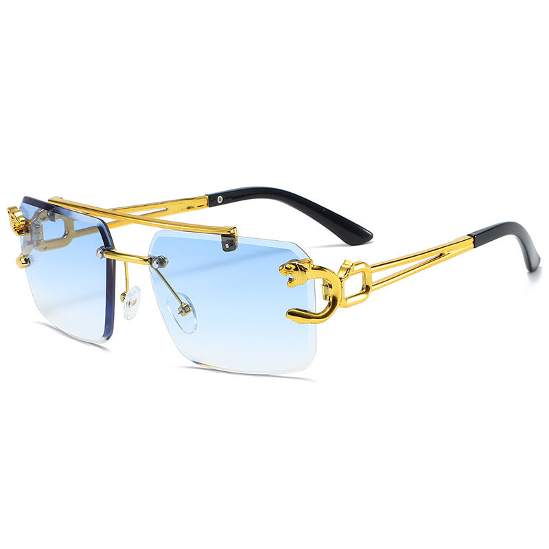 Frameless Leopard Head Double-Rail Sunglasses