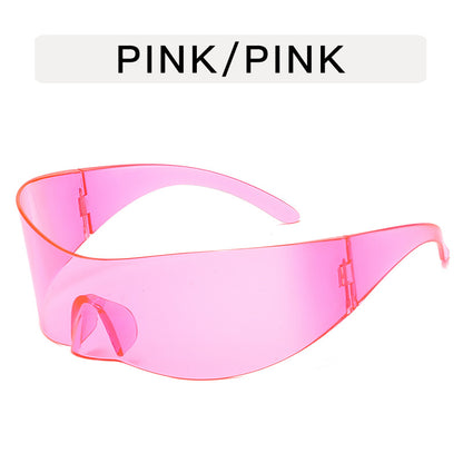 Frameless one-piece sunglasses
