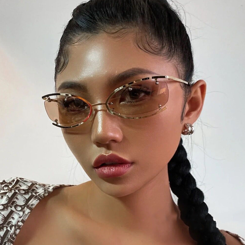 Frameless Oval Sunglasses UV Protection