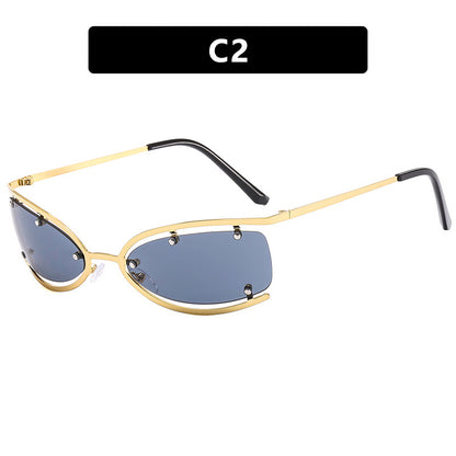 Frameless Oval Sunglasses UV Protection