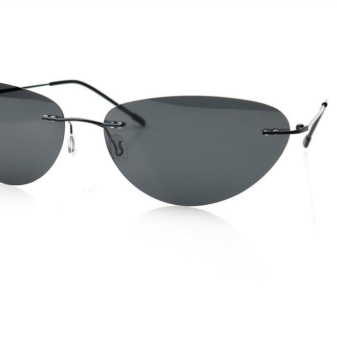 Frameless Polarized Cat Eye Sunglasses UV380 Protection