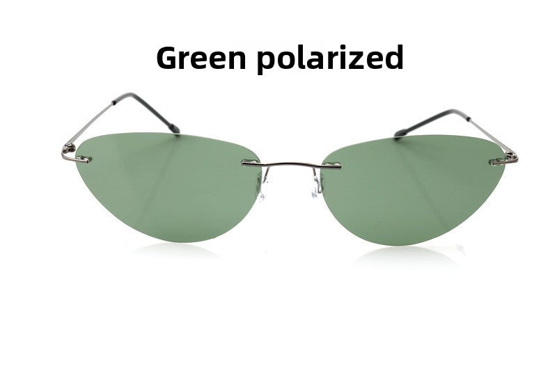 Frameless Polarized Cat Eye Sunglasses UV380 Protection