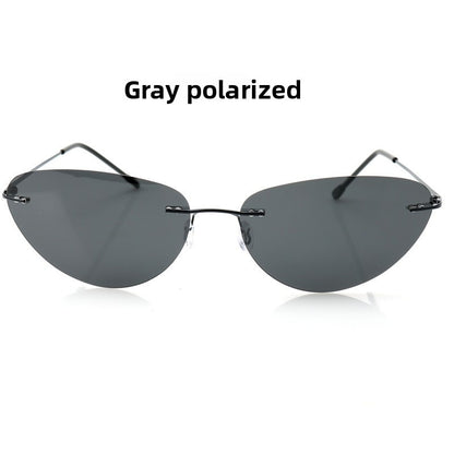 Frameless Polarized Cat Eye Sunglasses UV380 Protection