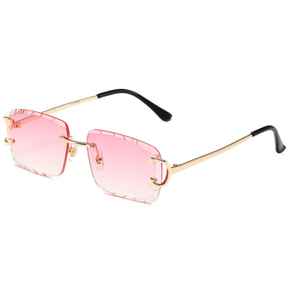 Frameless Square Metal Sunglasses UV400 Protection