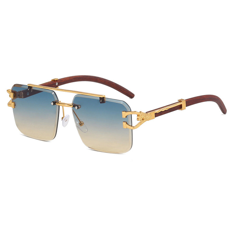 Frameless Square Sunglasses Wood Grain