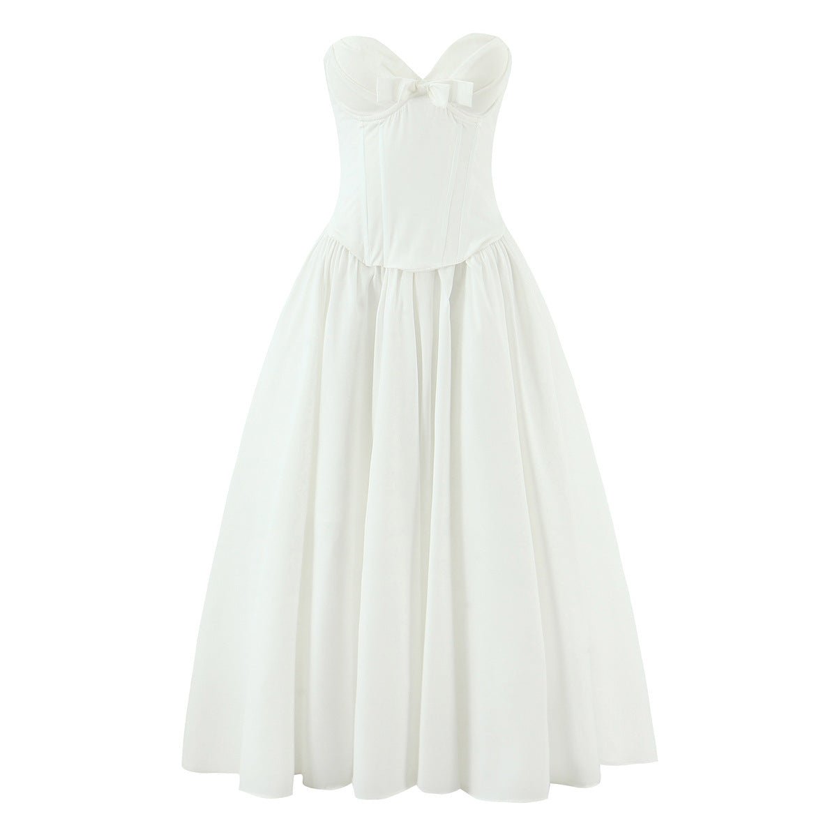 French Bow Accent Tube Top Dress with Suspenders