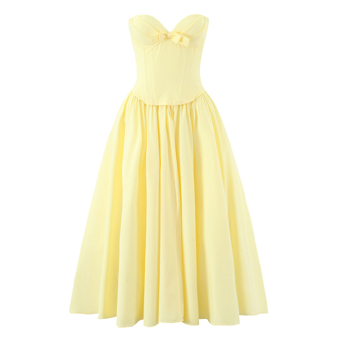 French Bow Accent Tube Top Dress with Suspenders