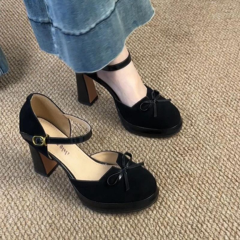 French Bow Detail High Heel Shoes