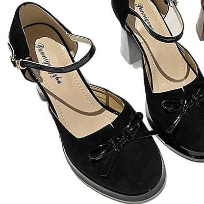 French Bow Detail High Heel Shoes