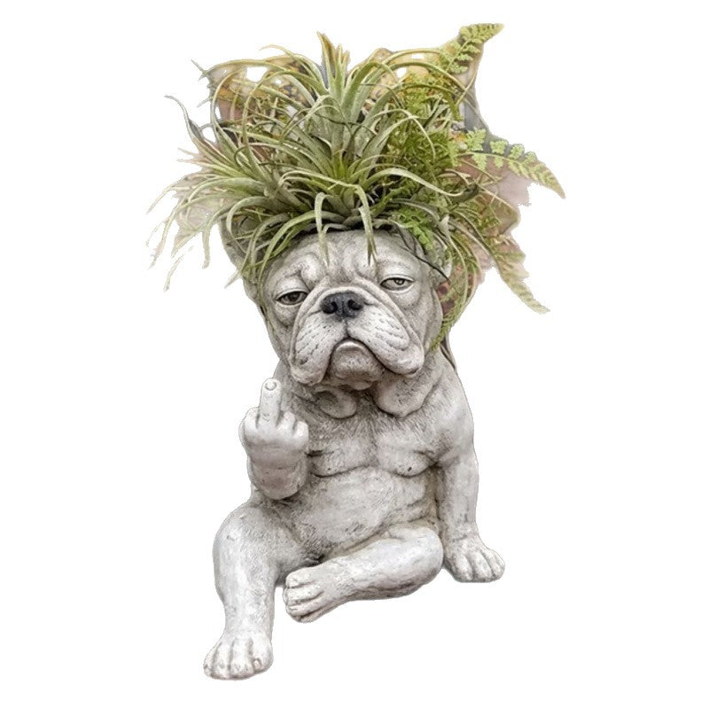 French Bulldog Resin Planter
