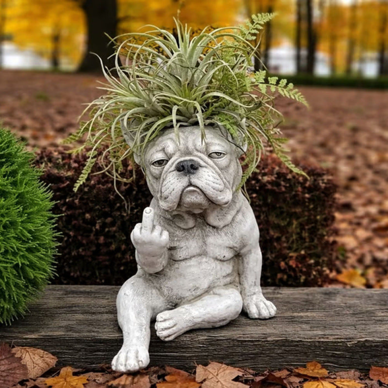 French Bulldog Resin Planter