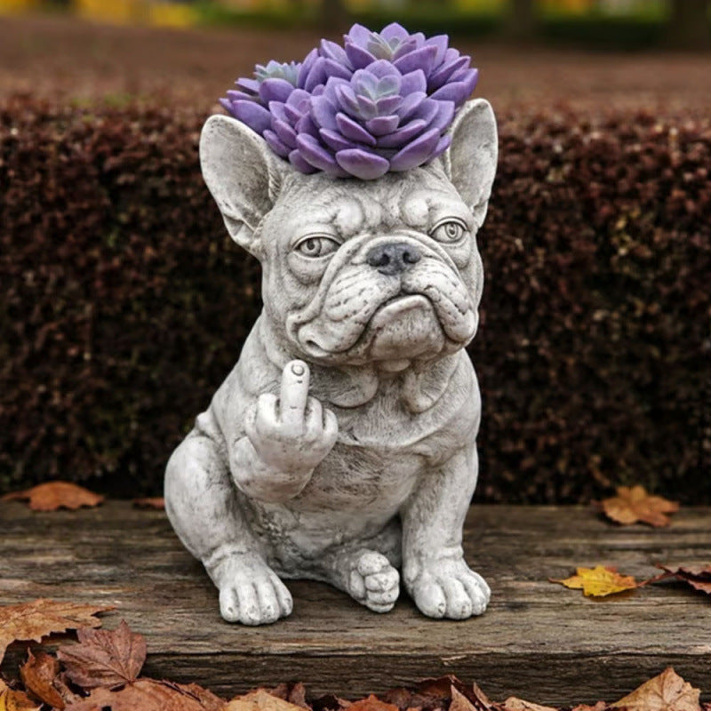 French Bulldog Resin Planter