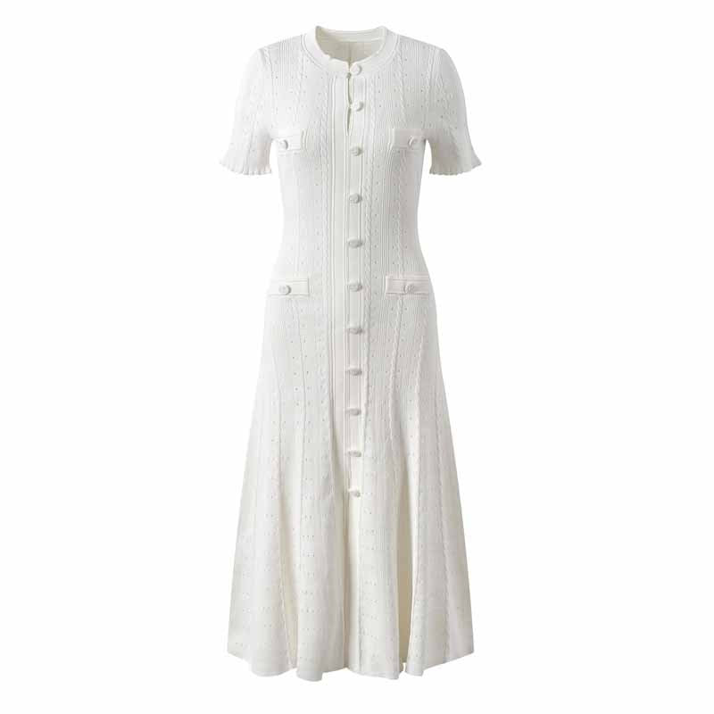 French Elegant Crewneck Knitted Dress