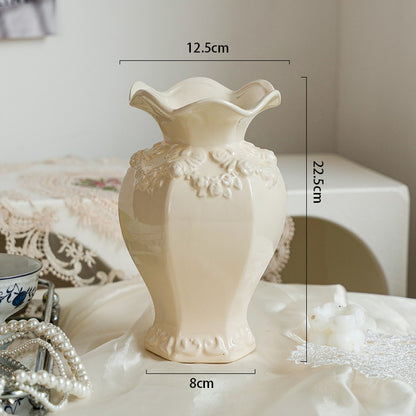 French Embossed Ceramic Flower Vase