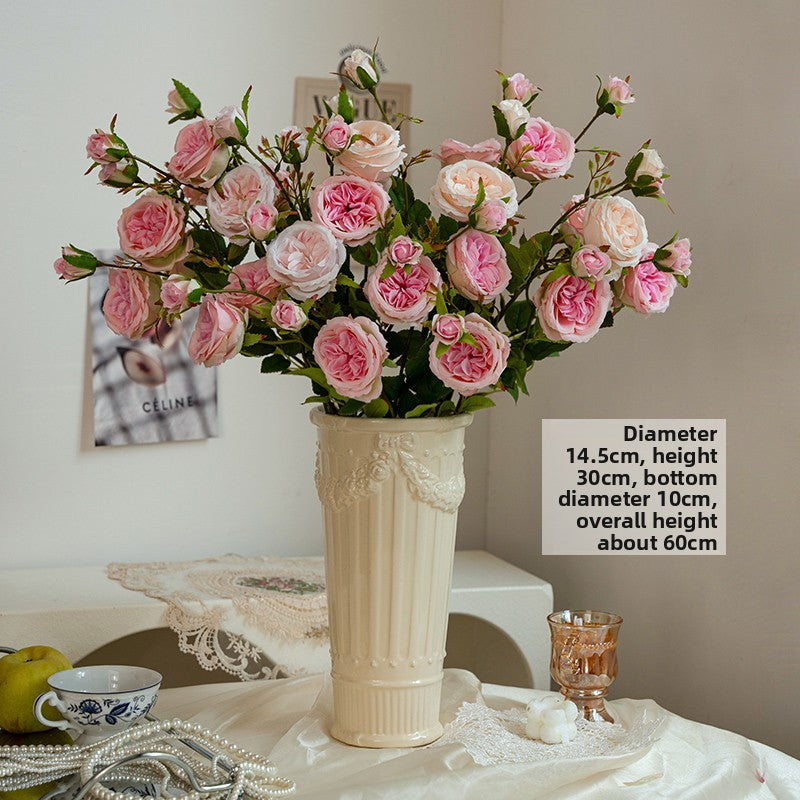 French Embossed Ceramic Flower Vase