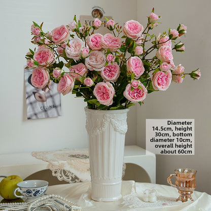 French Embossed Ceramic Flower Vase