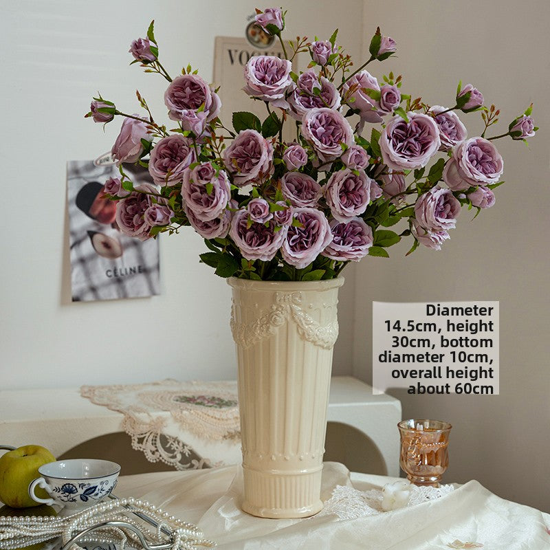 French Embossed Ceramic Flower Vase